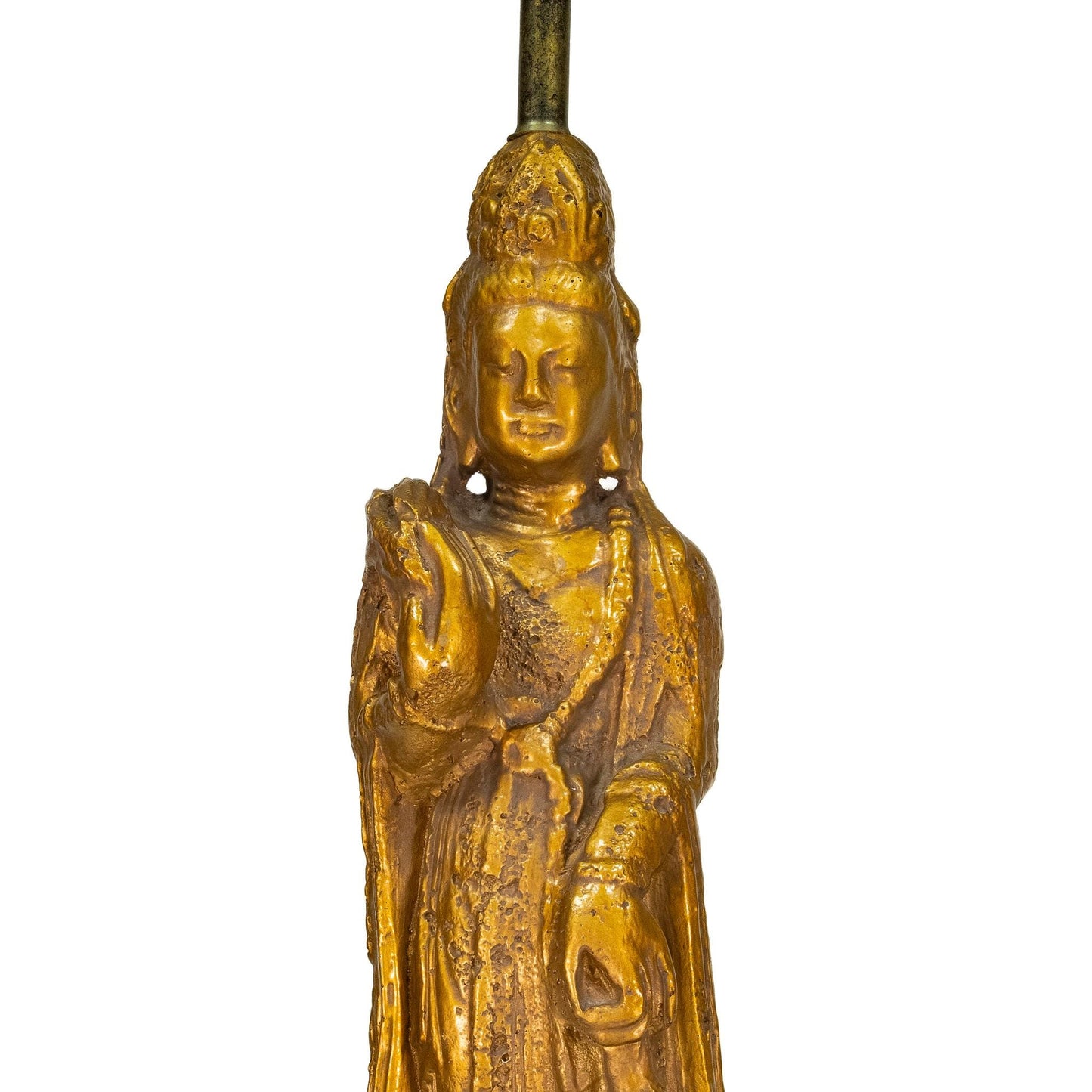 1960s Westwood Tony Paul Hollywood Regency Quan Yin (Buddha) Lamp Gold Gilt - A Pair , Statement Pop Piece, Unique Figural Light