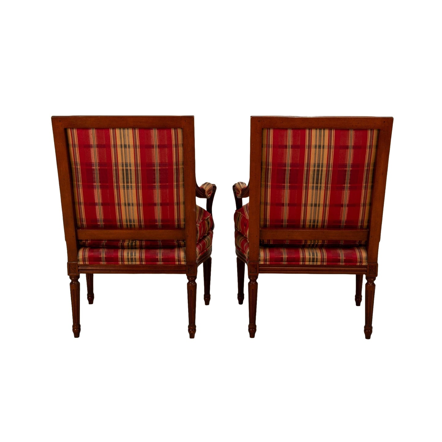 Vintage Henredon for Marshall Fields Plaid Louis LXI Style Lounge Chairs - a Pair , Elegant Side Chairs, Carved Wood, High End Furniture