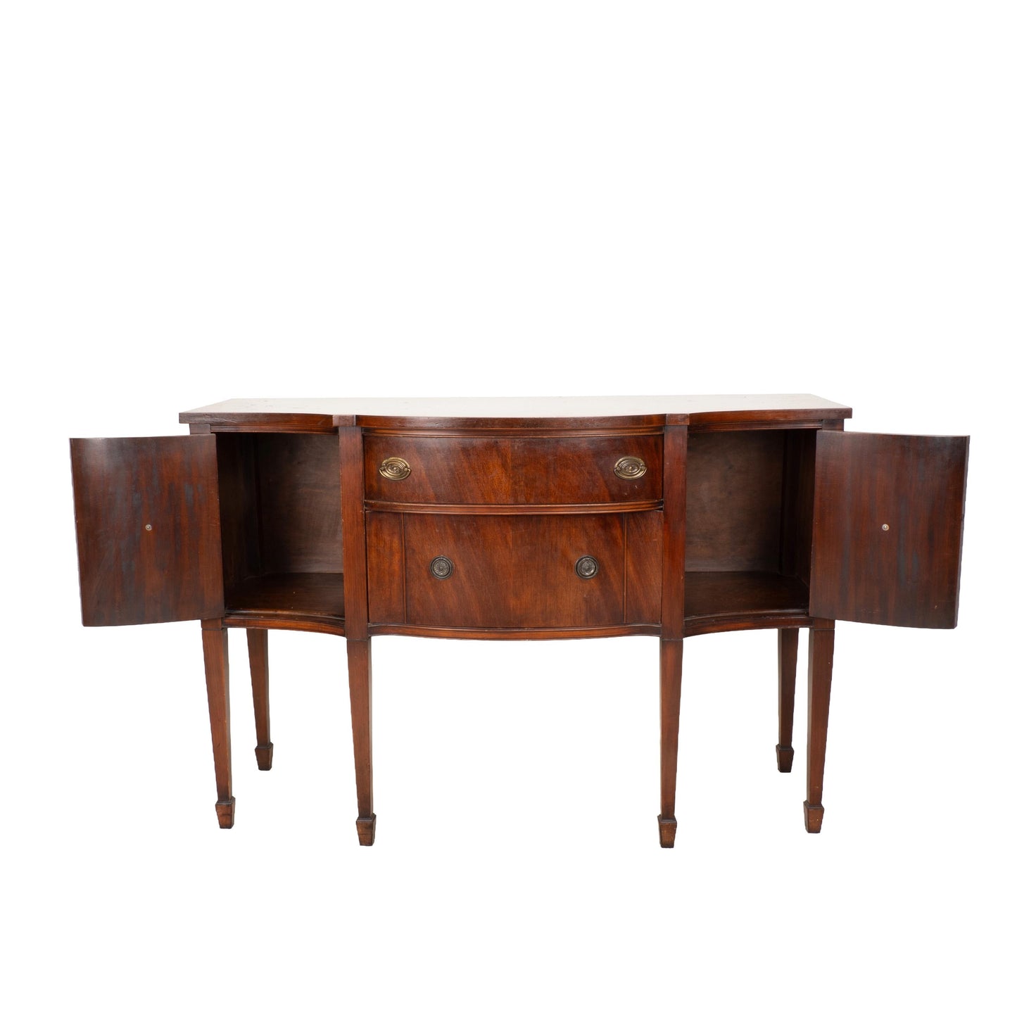 Vintage Mahogany Bow Front Buffet Server Hepplewhite Style Sideboard