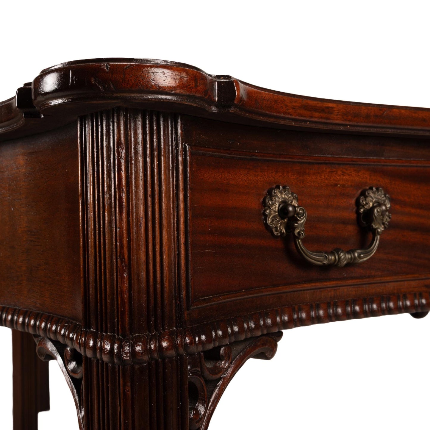 Antique Caradelli of NYC Chippendale Carved Flamed Mahogany Flip Top Expandable Dining / Game Table , Gorgeous & Unique Piece, Space Saving