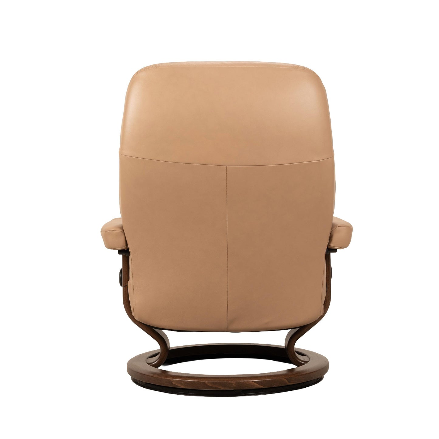 Ekornes Stressless Royal Recliner in Tan Leather W/ Walnut Base - Large Model