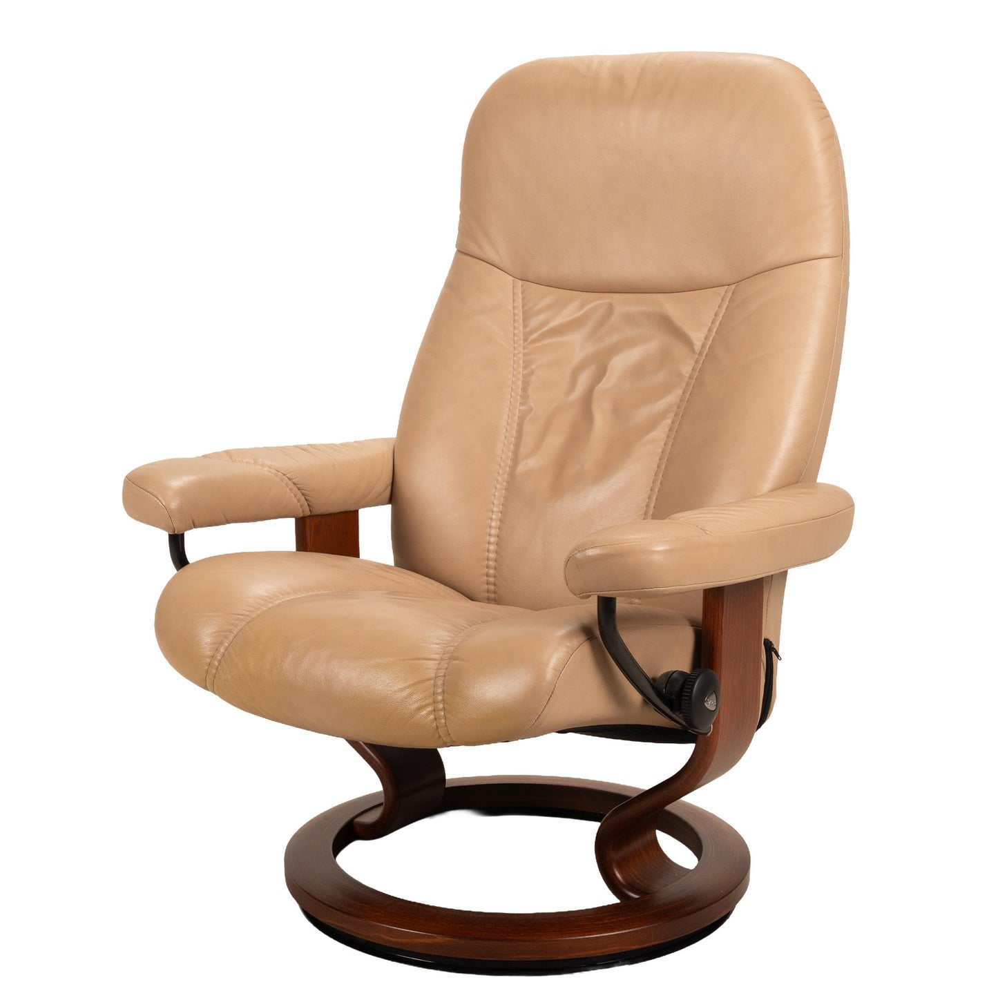Ekornes Stressless® Consul Recliner – Medium – Sand Leather With Wood Base - Made in Norway