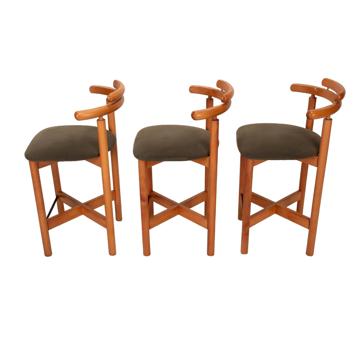 1970s Scandinavian Danish Modern Teak Counter Height Stools Findahls Mobler - Set of 3 , Minimalist MCM Design, Made in Denmark, Unique