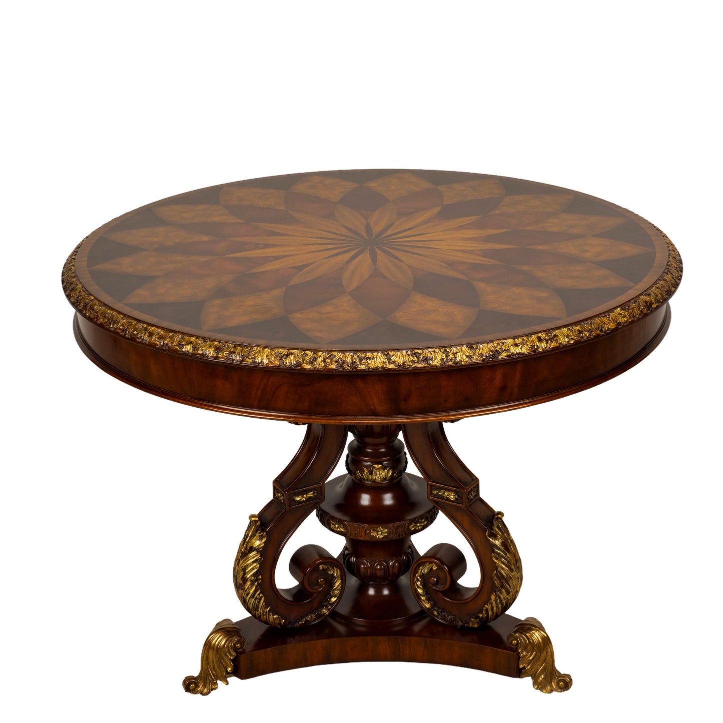 Maitland Smith Spiro Inlaid Mahogany Regency Center Table 41x41"