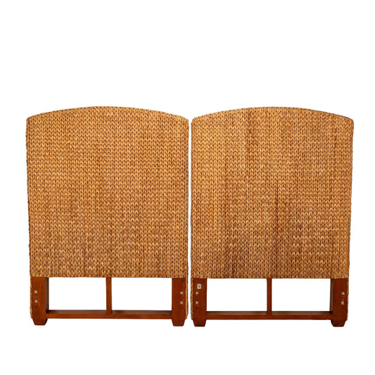 Pottery Barn Seagrass Twin Headboards – Palm Beach Coastal Chic Natural Woven Beach House Boho Chic Bedroom Decor