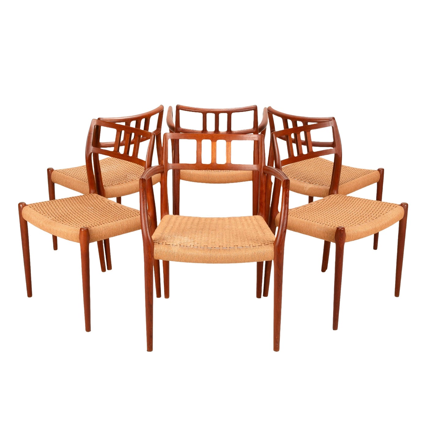 Set of 6 Teak Dining Chairs by Niels Otto Møller – Danish Modern Model 79 & 64, Vintage Mid-Century Scandinavian MCM Seating Set