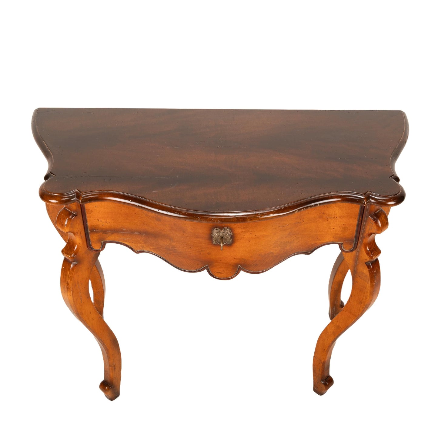 Baker Furniture Milling Road Console Table – Italian Provincial Solid Maple Entry Table – Vintage Carved Hall Table w/ Lock & Key