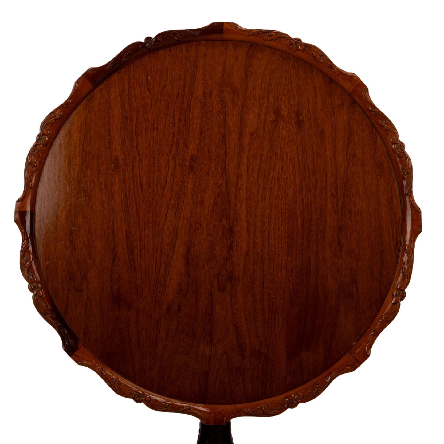 Vintage English Georgian Chippendale Mahogany Pie Crust Tilt Top Tea Card Table , Brass Hardware, Exquisite Detailed Carvings, Elegant Piece