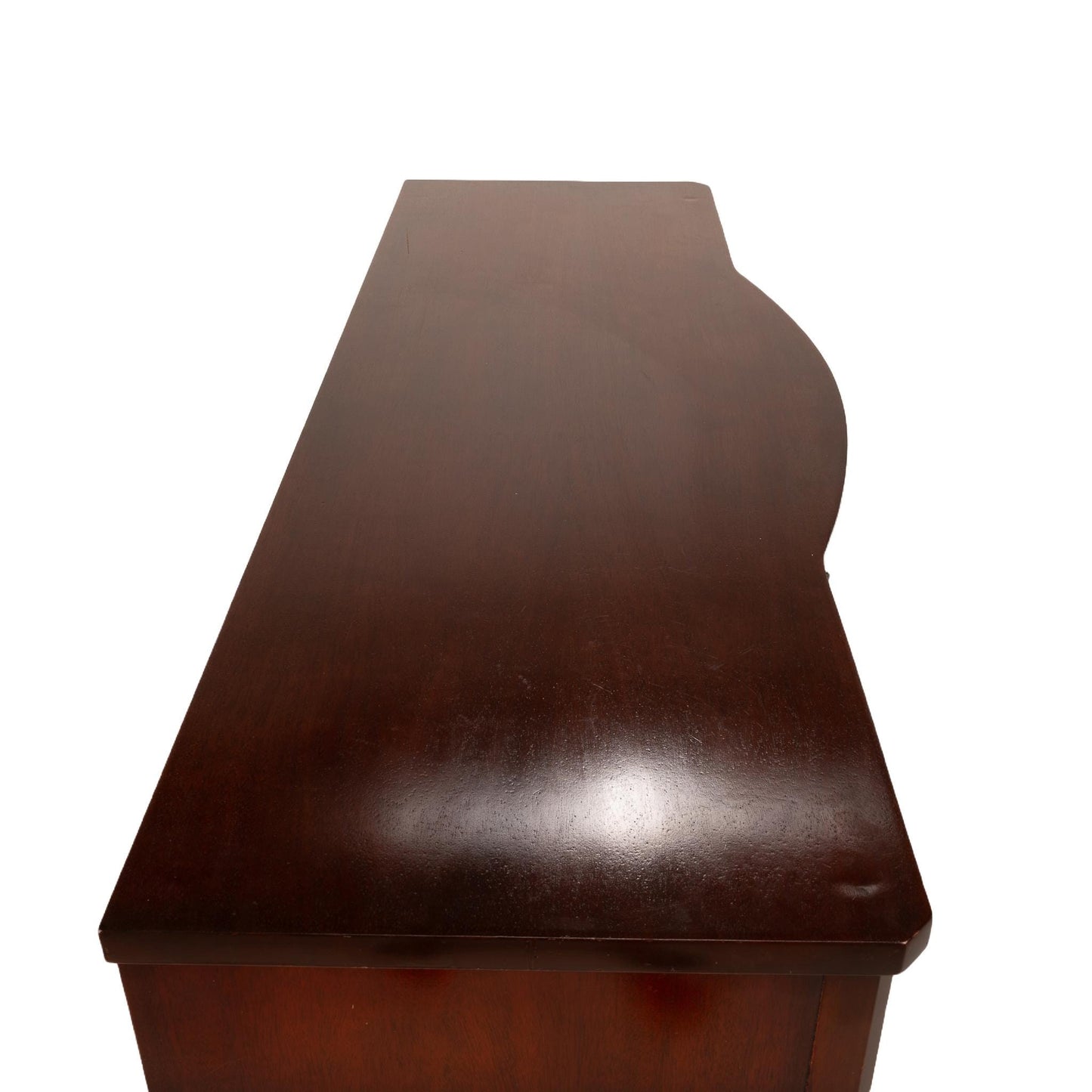 1950s Drexel New Travis Court Collection Mahogany Bow Front Buffet Server Sideboard, Elegant Dining Room Furniture, Classic Piece