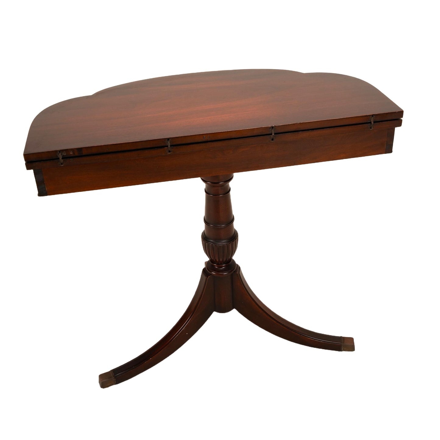 1940s Federal Imperial Style Flip Top Flamed Mahogany Card Game Table - Space Saving Antique Furniture Gorgeous Details USA Shipping Avail