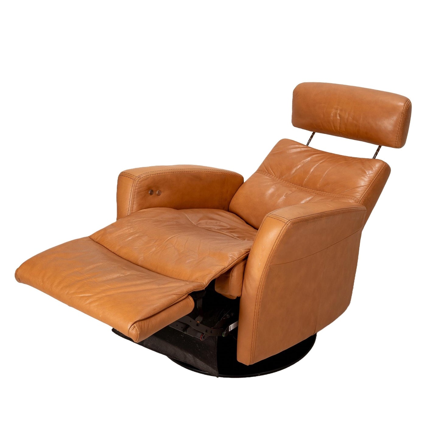 Img of Norway Divani Large Power Leather Recliner in Warm Tan - Large Size, Living Room Furniture, Lounge Chair, Extremely Comfortable!