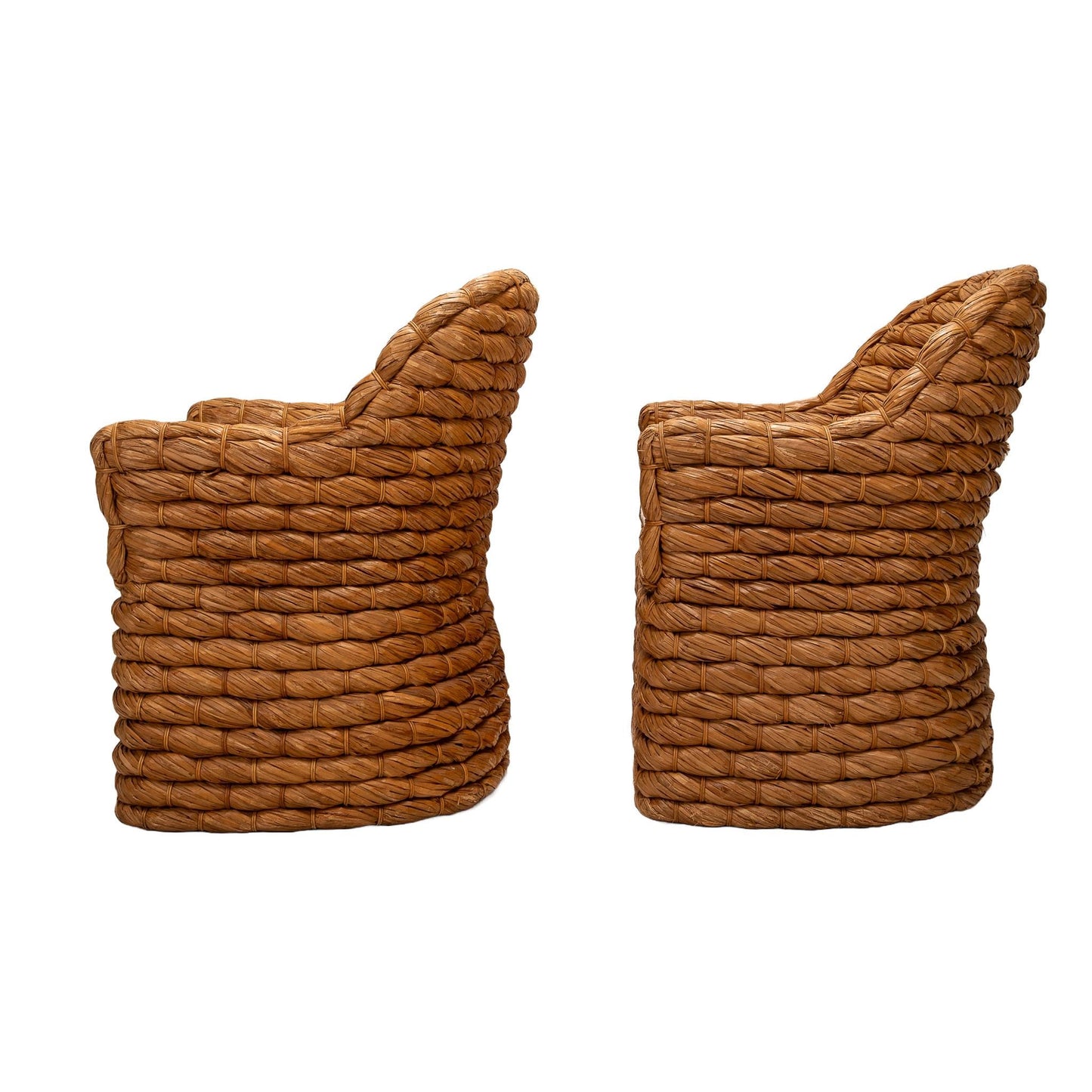 Ralph Lauren Joshua Tree Woven Lampakanay Barrel Back Chairs - A Pair , Boho Chic Unique Statement Pieces, RL Tropical US Shipping Available