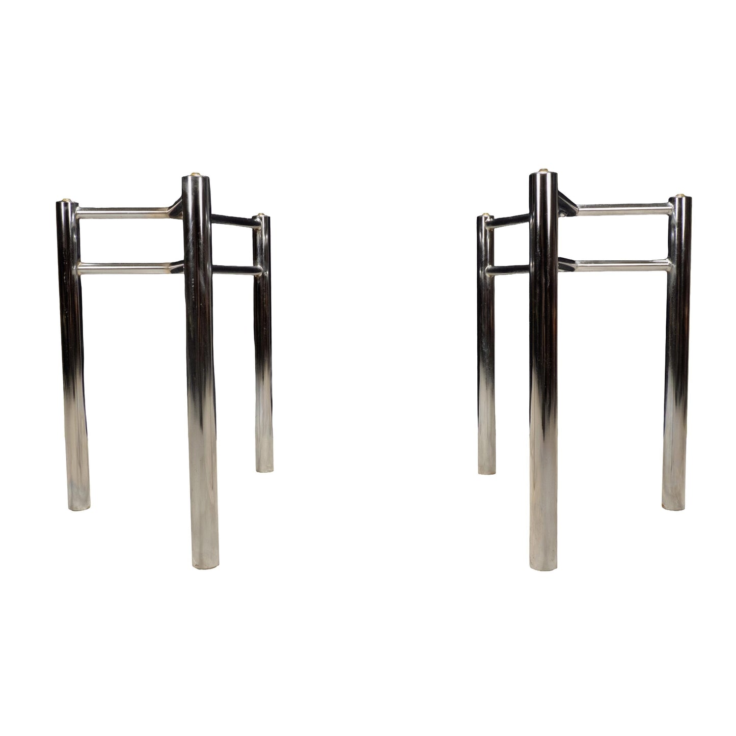 Modernist Chrome Glass Dining Table Bases, Set of 2 – Architectural 1970s Style