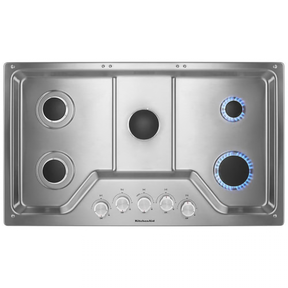 NEW KitchenAid 36" Stainless Steel Gas Cooktop W/ 5 Sealed Burners KCGS356ESS