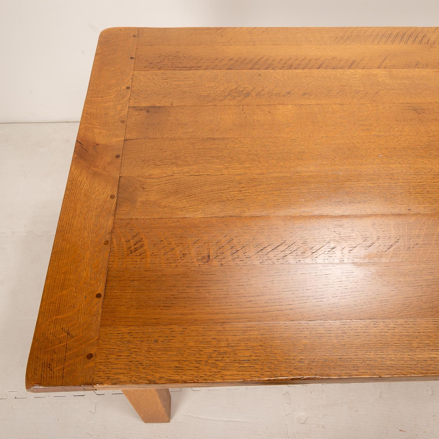 Handmade Arts & Craft Style Farmhouse Dining Table Solid Oak Beautiful Detail Work, Local Amish Craftsmanship 72x36" , Seats 8