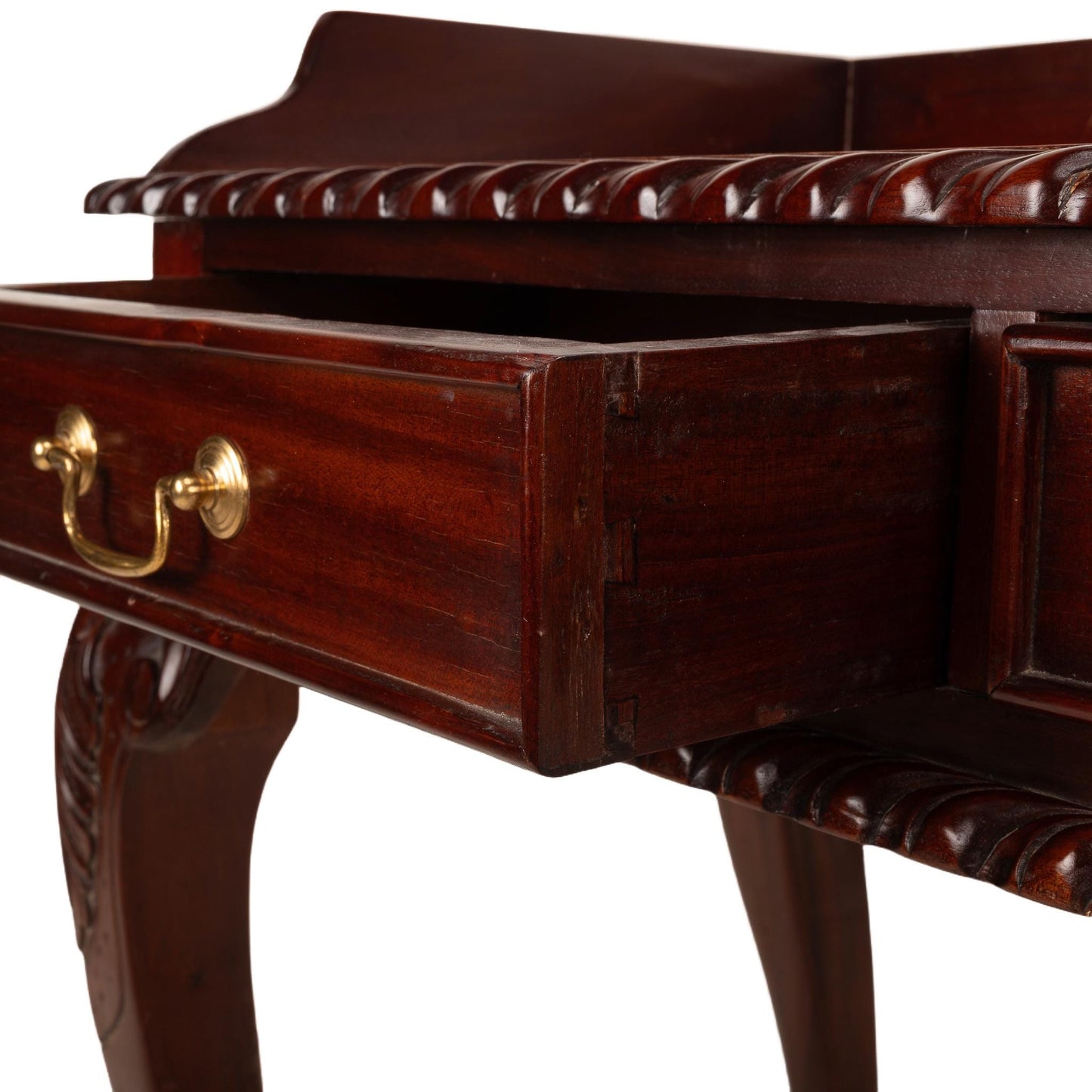 1940s Mahogany Chippendale Ball & Claw 3 Drawer Writing Desk/ Sofa Table , Elegant Carved Table, Baroque Console, Deep Wood Tones,