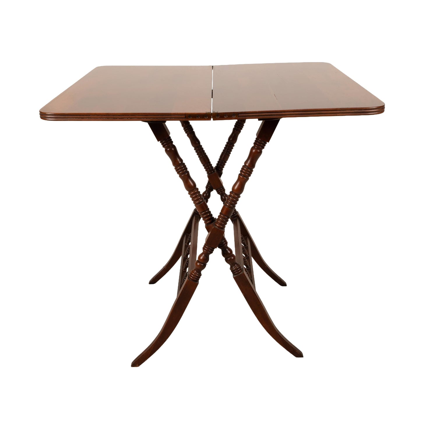 Carl Forslund Mahogany Folding Coaching Card Game Table, 1980s Colonial Revival