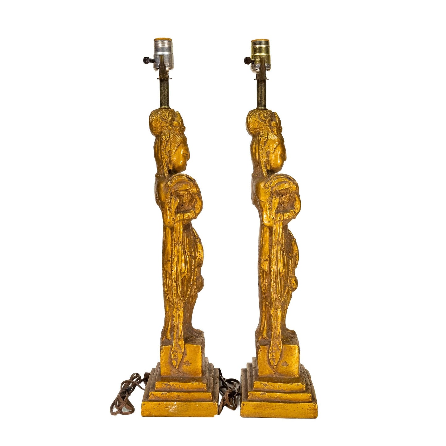 1960s Westwood Tony Paul Hollywood Regency Quan Yin (Buddha) Lamp Gold Gilt - A Pair , Statement Pop Piece, Unique Figural Light