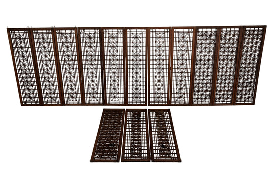 1960s Mid Century Modern Teak Folding Geometric Wall Panels – Set of 14, Vintage MCM Scandinavian Decorative Room Divider Panels