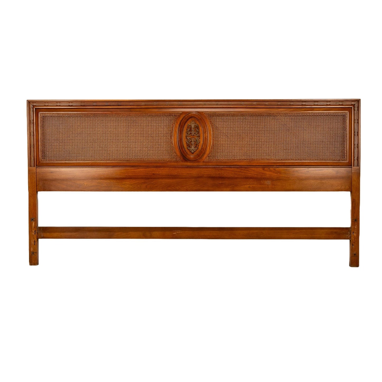 1970s French Regency Louis XVI Wood & Cane King Size Headboard - Gorgeous Detail Work, Wicker Back Caning, Unique Piece, USA Shipping Avail