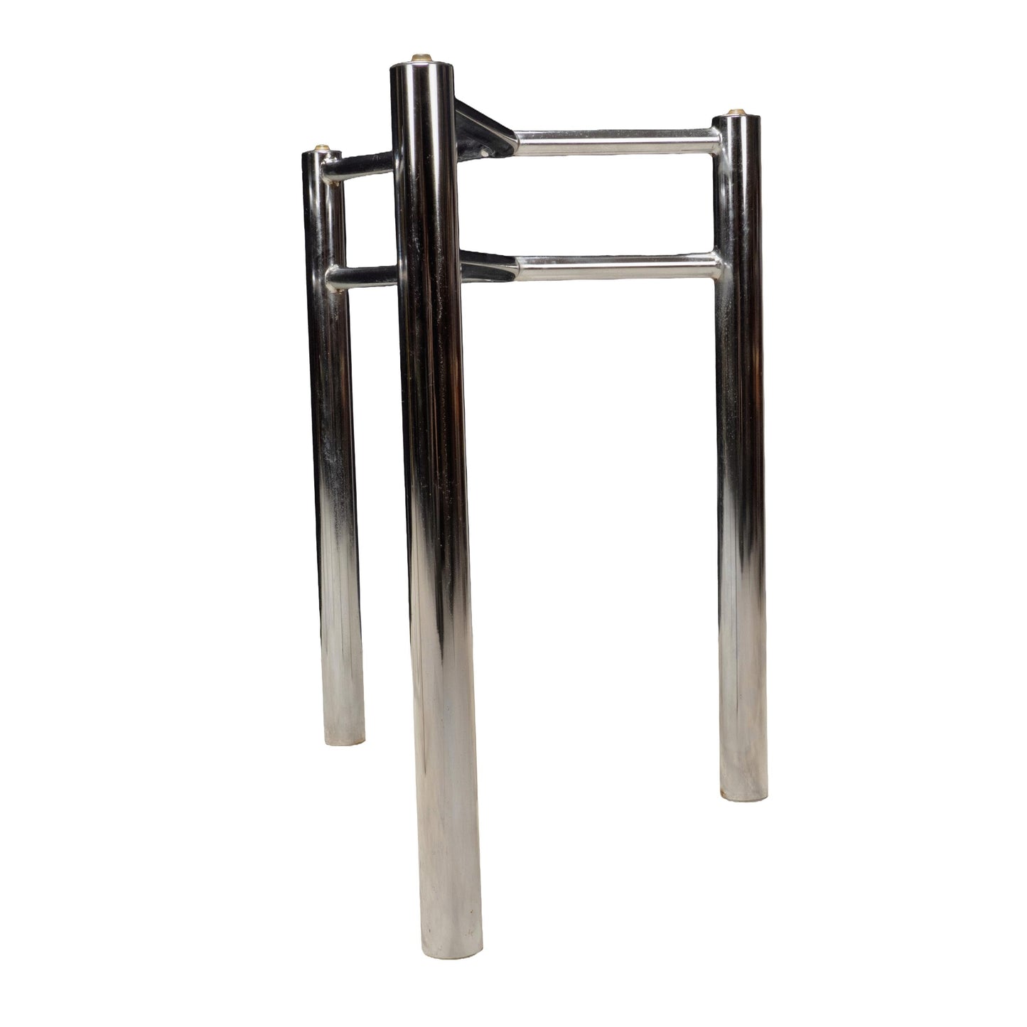 Modernist Chrome Glass Dining Table Bases, Set of 2 – Architectural 1970s Style
