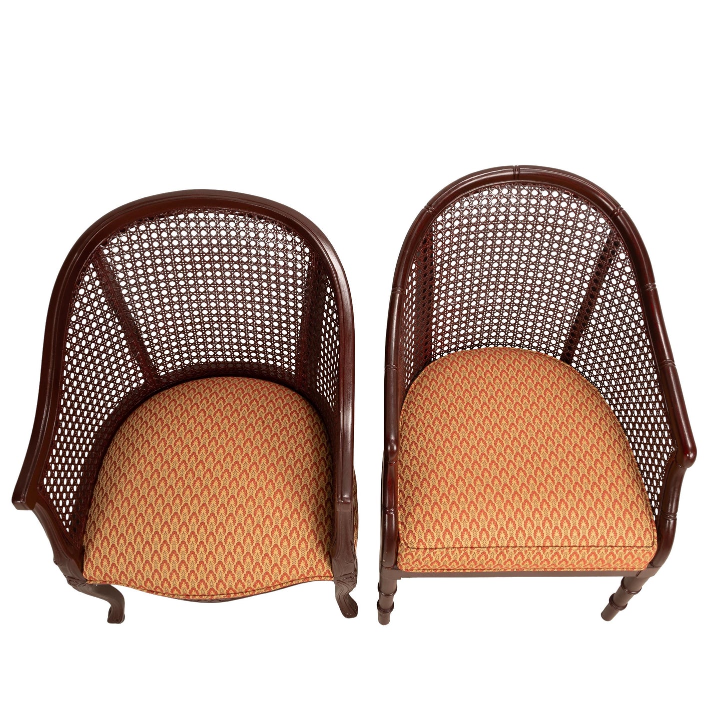 Gorgeous Regency Style Caned Back Tub Lounge Chairs, Recently Reupholstered, Pair of Elegant Accent Chairs, Vintage French Inspired Seating