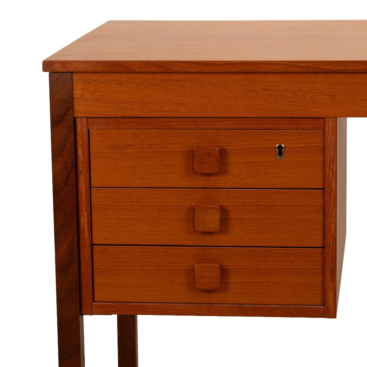 Mid-Century Danish Modern Teak Desk by Domino Møbler – 3-Drawer Design