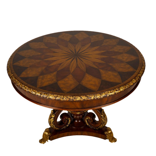 Maitland Smith Spiro Inlaid Mahogany Regency Center Table 41x41"