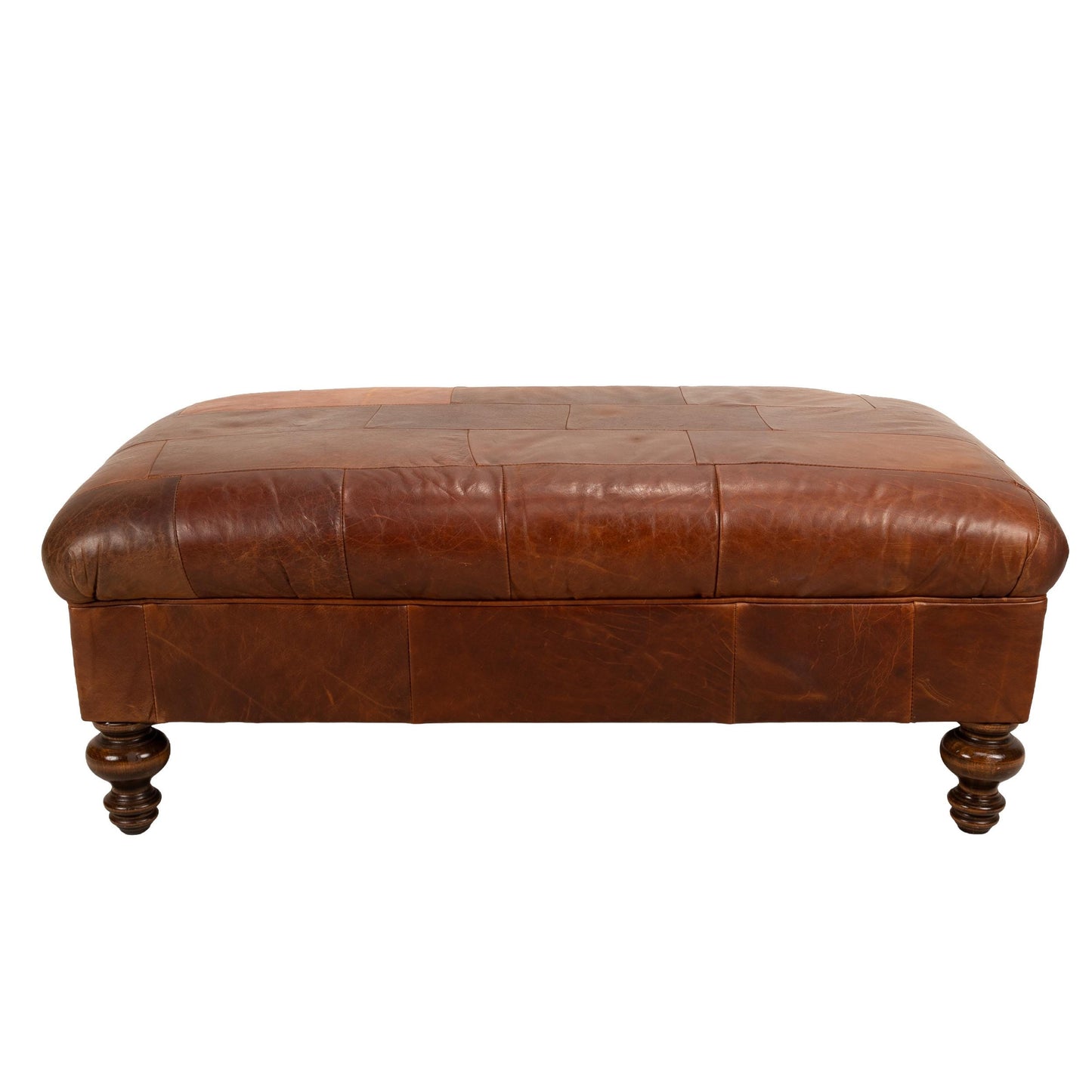 RH Restoration Hardware Oversized Large Patchwork Leather Ottoman - 46x28x18