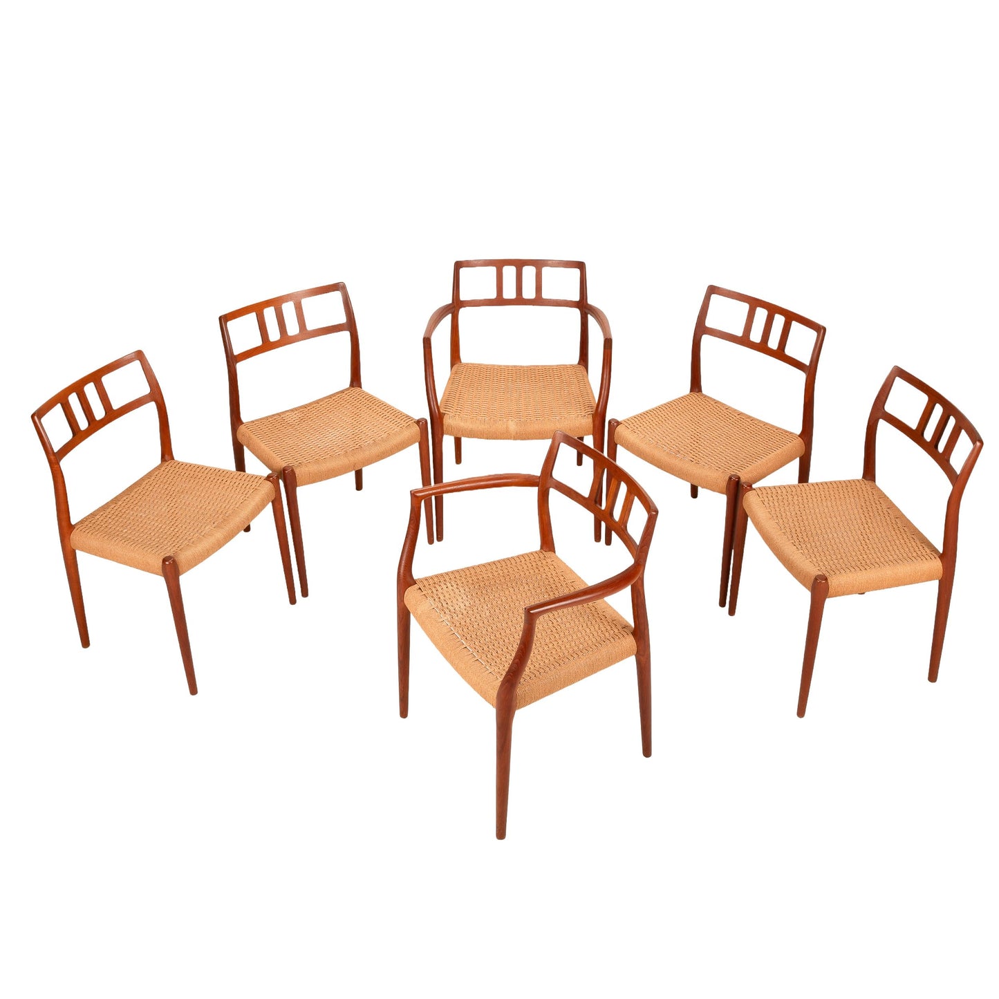 Set of 6 Teak Dining Chairs by Niels Otto Møller – Danish Modern Model 79 & 64, Vintage Mid-Century Scandinavian MCM Seating Set