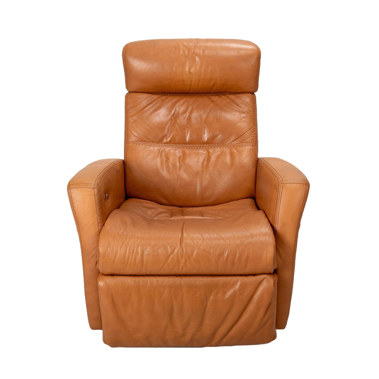 Img of Norway Divani Large Power Leather Recliner in Warm Tan - Large Size, Living Room Furniture, Lounge Chair, Extremely Comfortable!