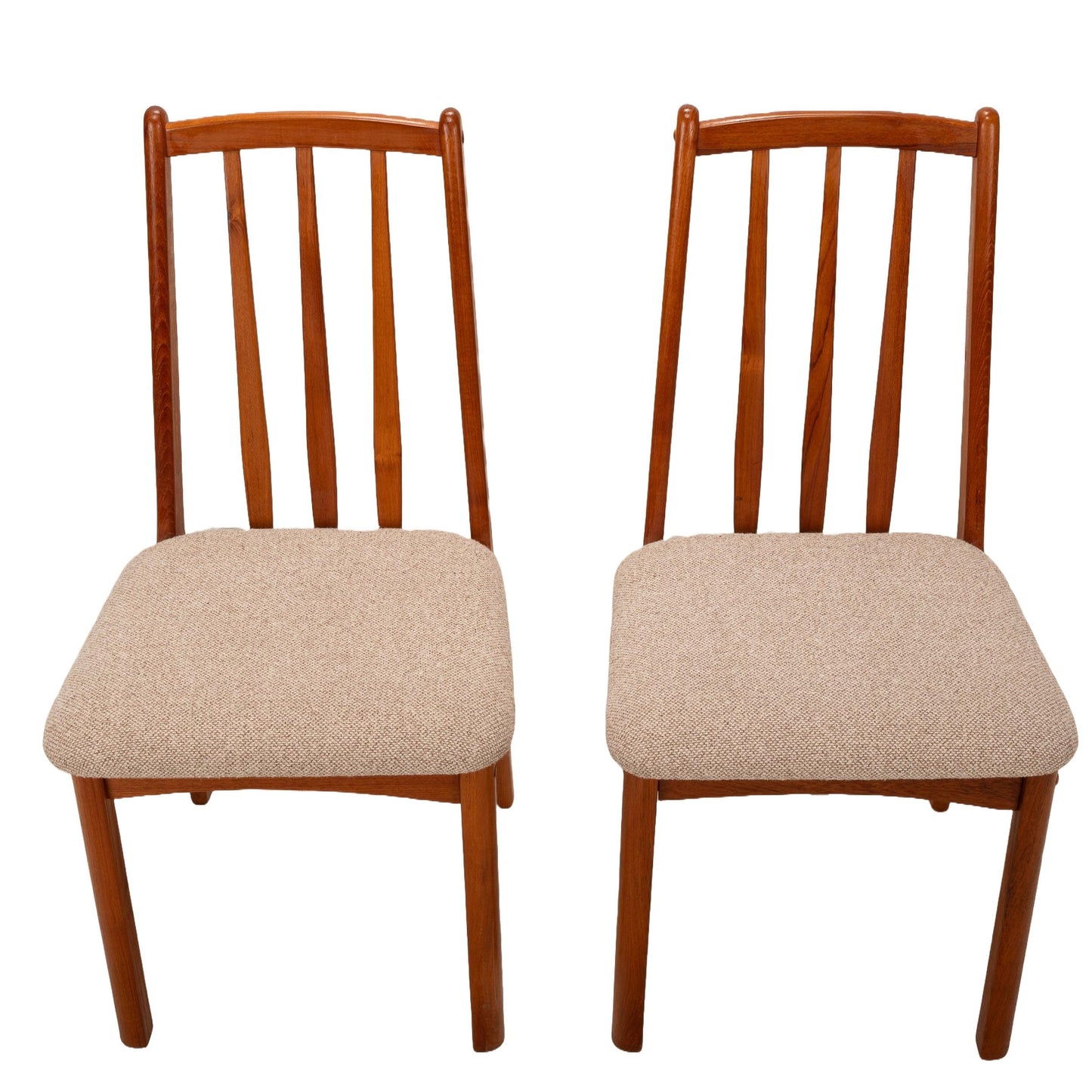 Koda Woodcraft Danish Modern Style Teak Slat Back Side Dining Chairs - A Pair, MCM Mid Century Modern, USA Shipping Available, Retro Mod