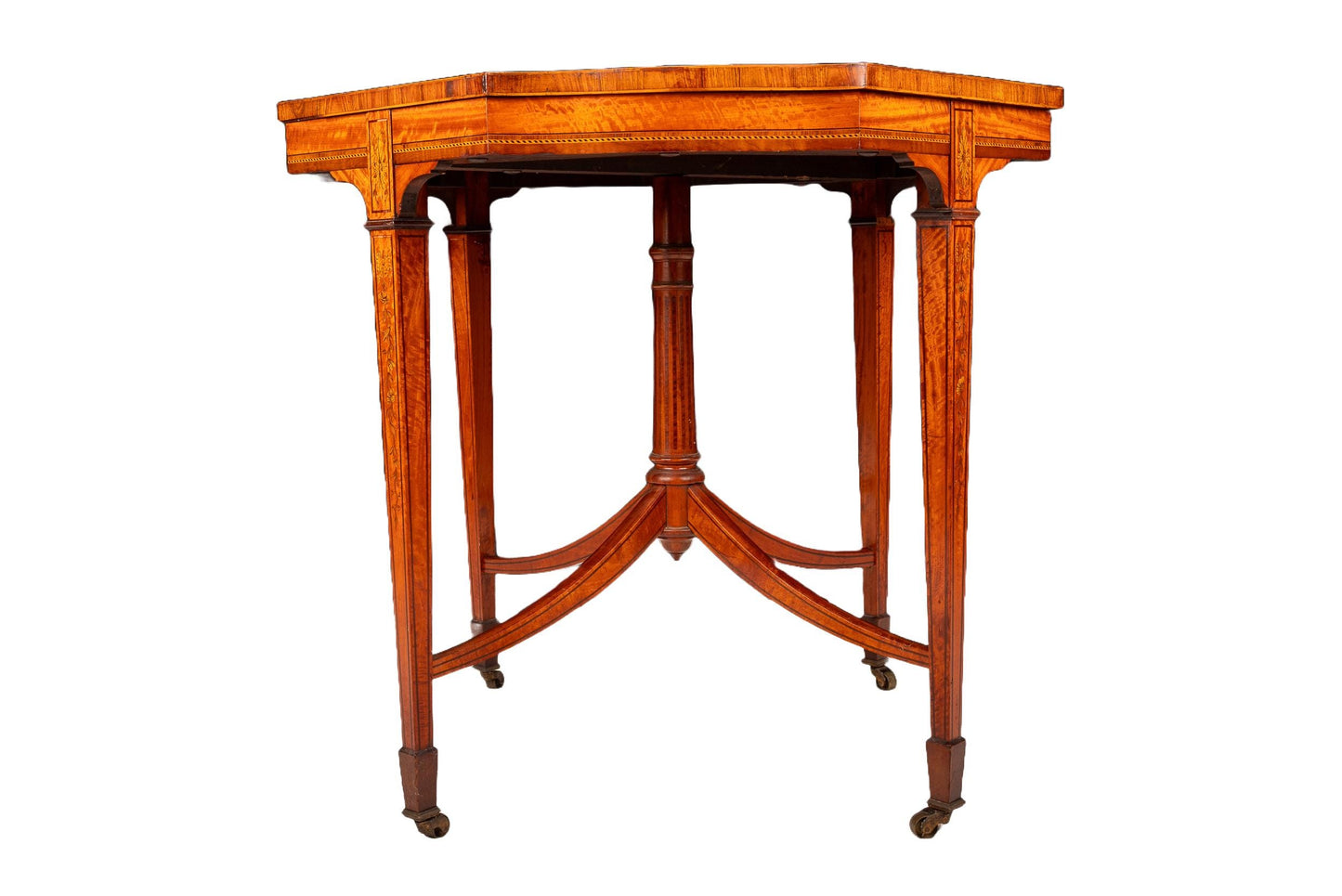Late 19th Century Edwardian Crossbanded Marquetry Center Table - Highly Detailed , Antique Furniture, Incredible Woodworking Card Table