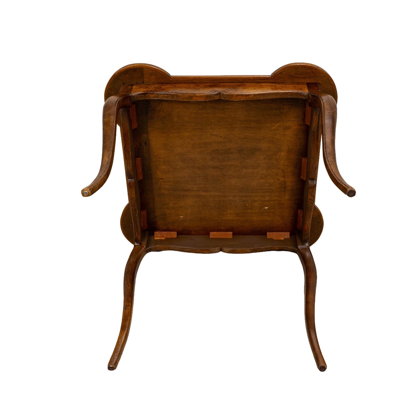 Italian Cabriole Leg Parquetry Top Oak Game Table Made in Italy