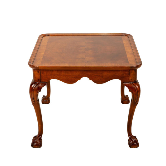Vintage Henredon Mahogany Accent Table – Banded Bookmatched Top & Claw Feet – Traditional End Table