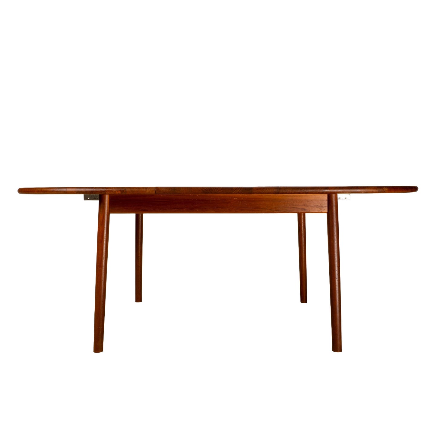 Danish Modern Solid Teak Dining Table W/ Leaf, Oval Extension Table