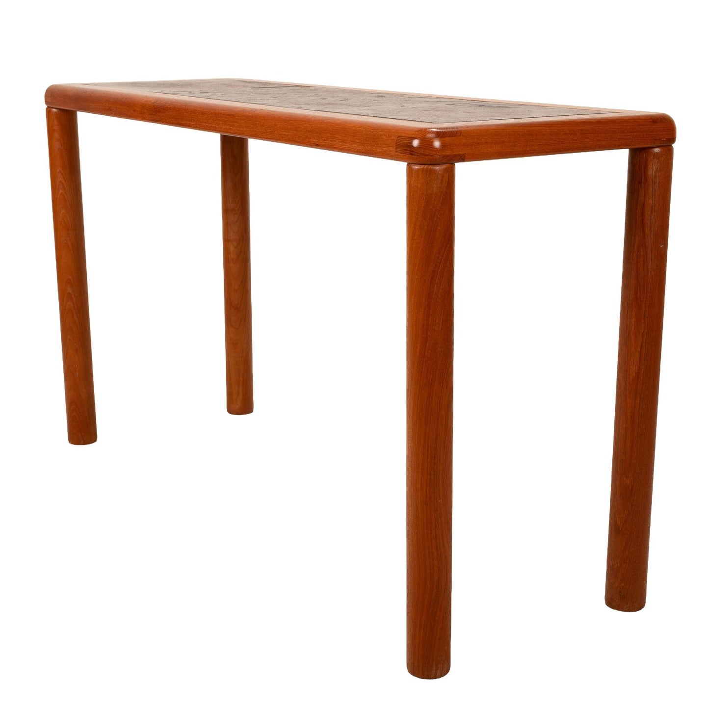 1970s Haslev Teak Console Table With Slate Tile Top - Made in Denmark