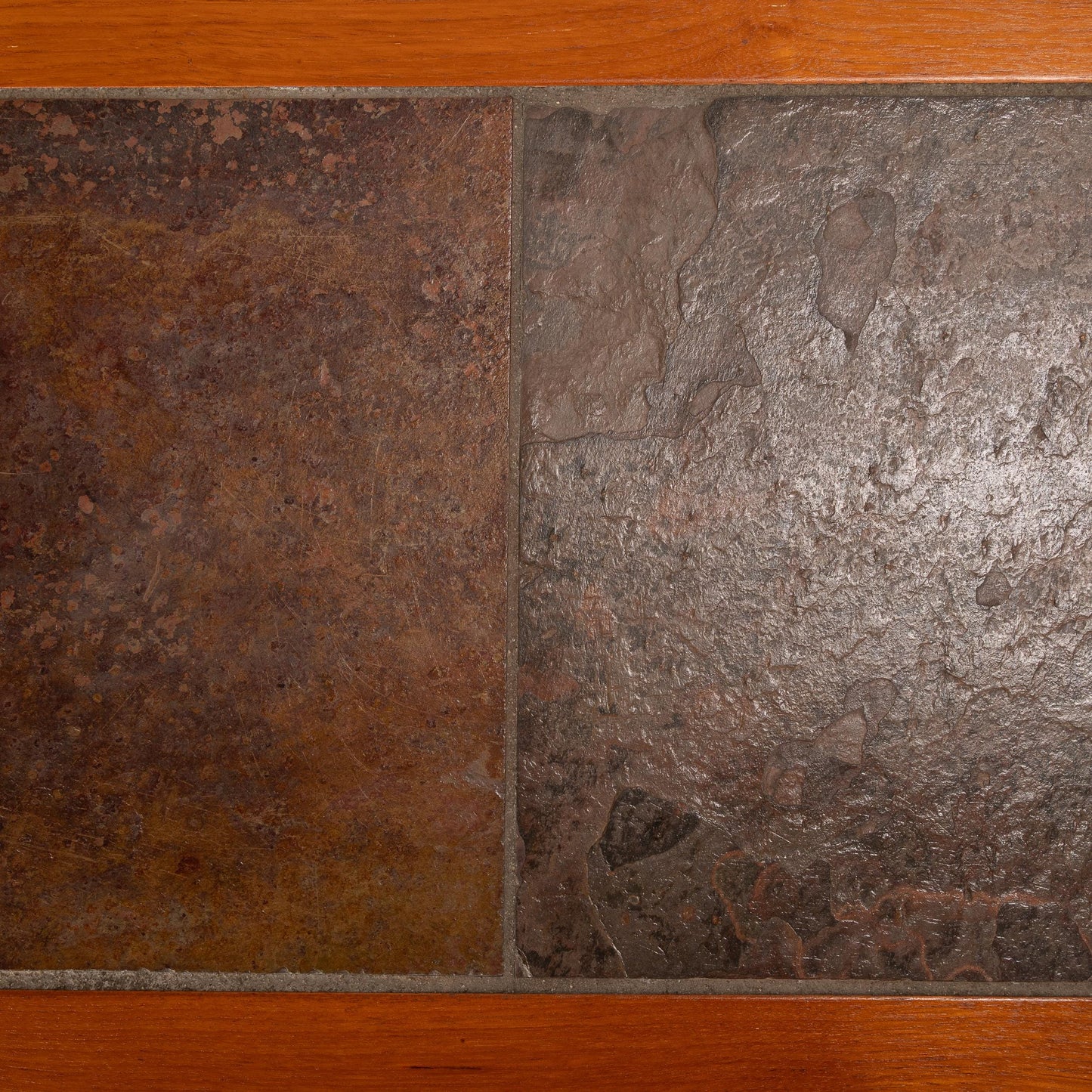 1970s Haslev Teak Console Table With Slate Tile Top - Made in Denmark