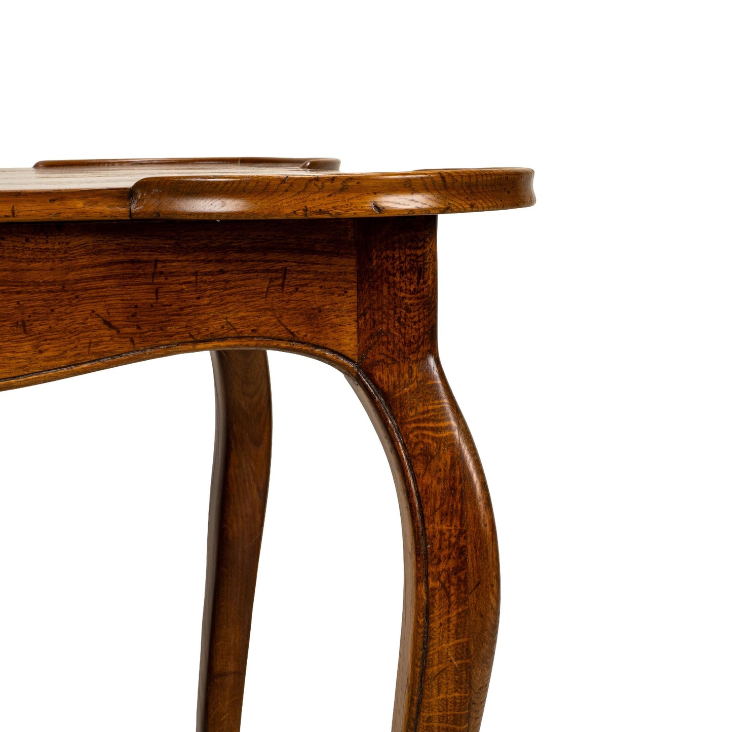Italian Cabriole Leg Parquetry Top Oak Game Table Made in Italy