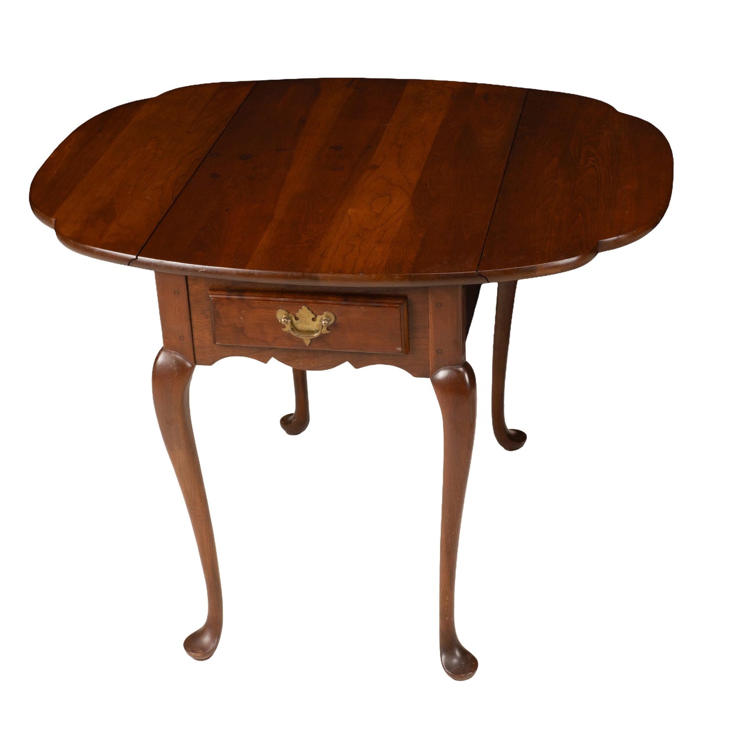 Pair Hitchcock Solid Cherry Drop Leaf Side Tables Queen Anne Style End Tables