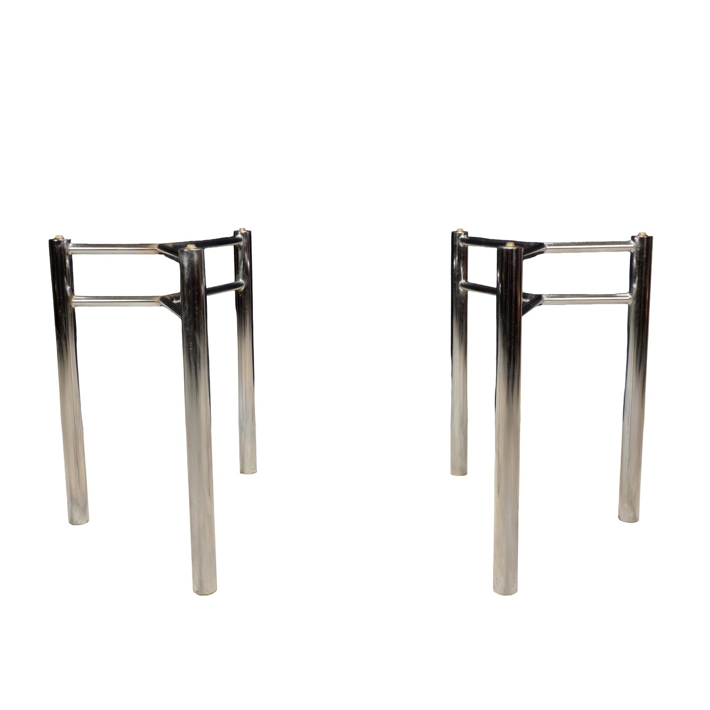 Modernist Chrome Glass Dining Table Bases, Set of 2 – Architectural 1970s Style