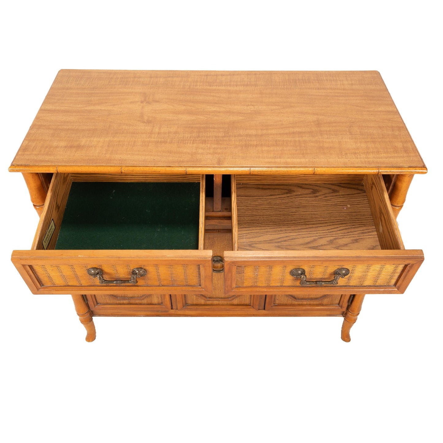 Vintage Broyhill Faux Bamboo Credenza – Palm Beach Regency Chinoiserie Sideboard – 1960s Hollywood Glam Console Cabinet - USA Shipping Avail
