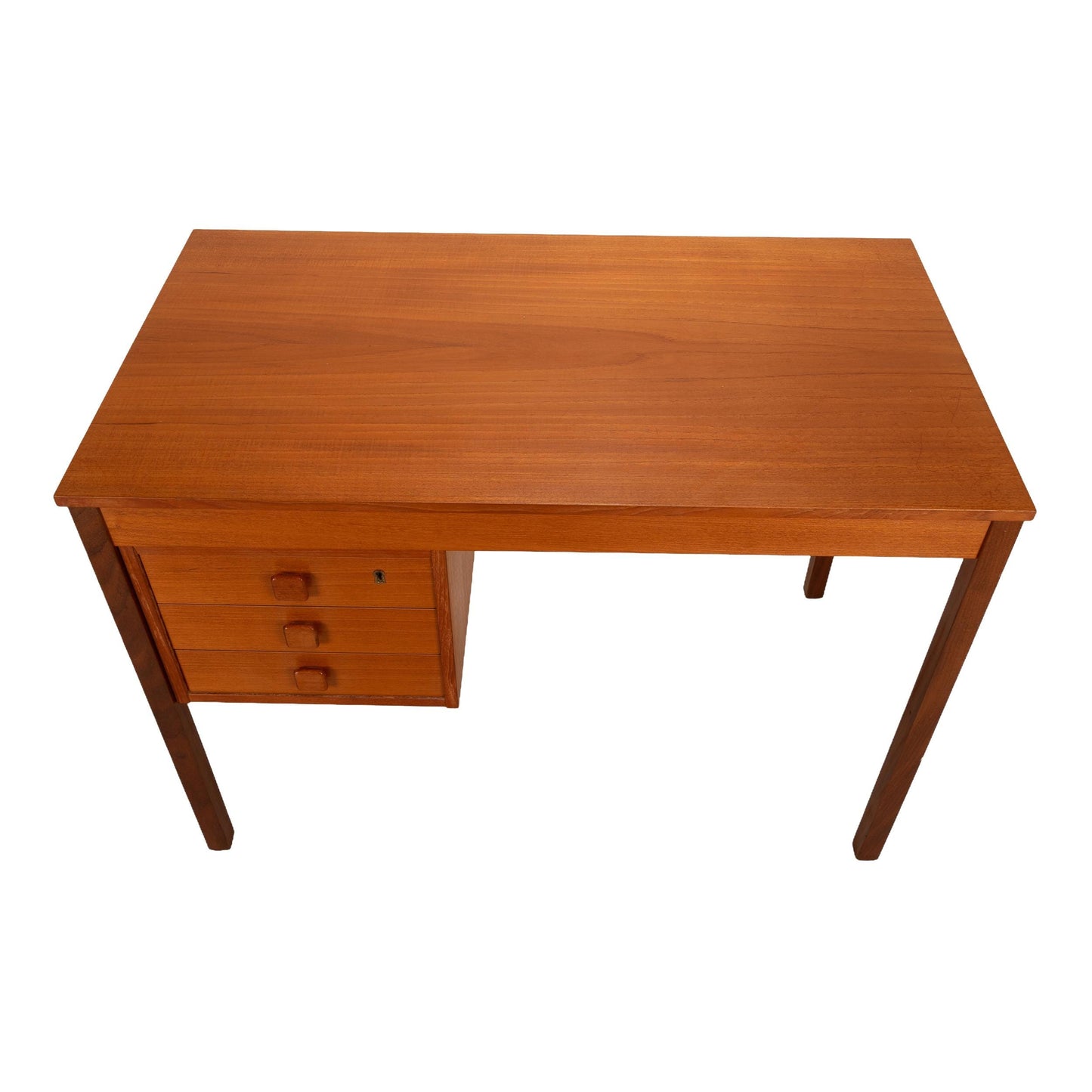 Mid-Century Danish Modern Teak Desk by Domino Møbler – 3-Drawer Design
