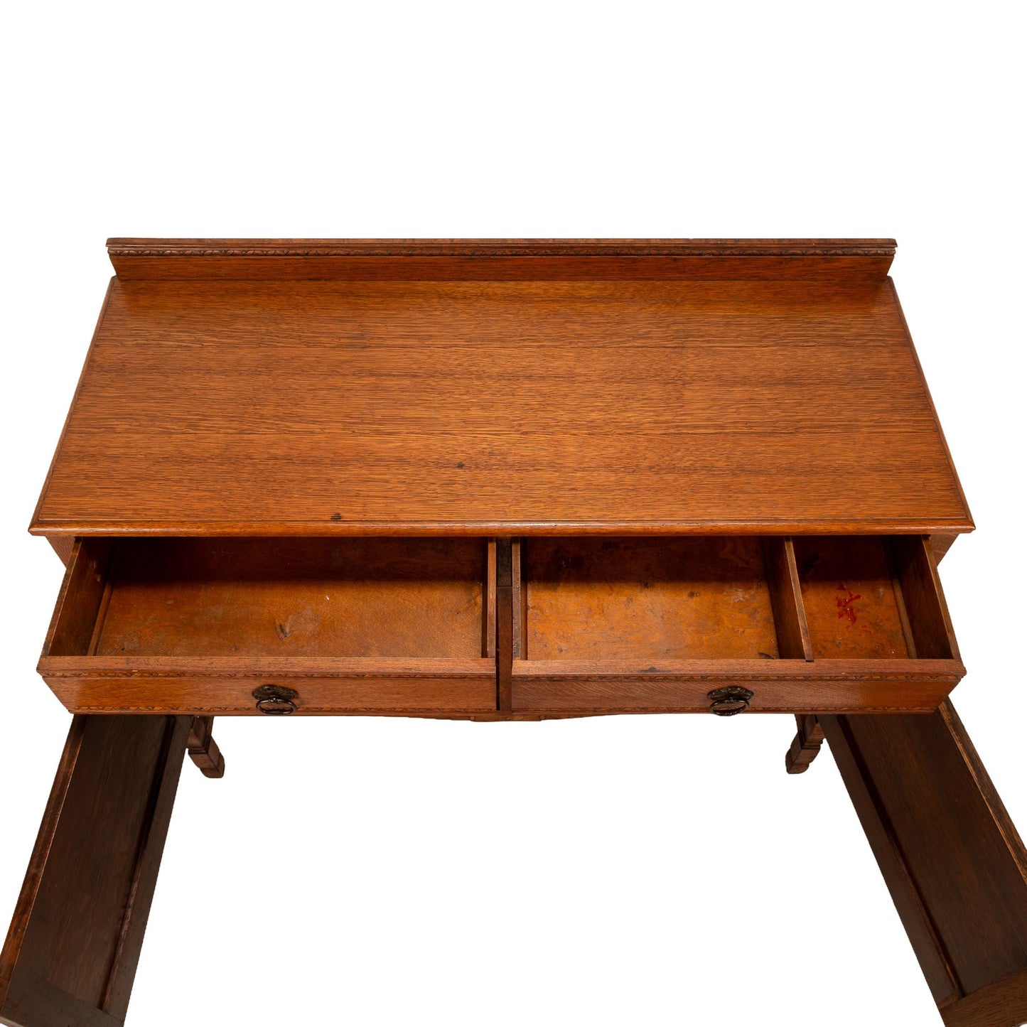 1940s English Jacobean Style Carved Tiger Oak Sideboard Buffet Credenza | Antique Server Cabinet | Vintage Dining Room Furniture
