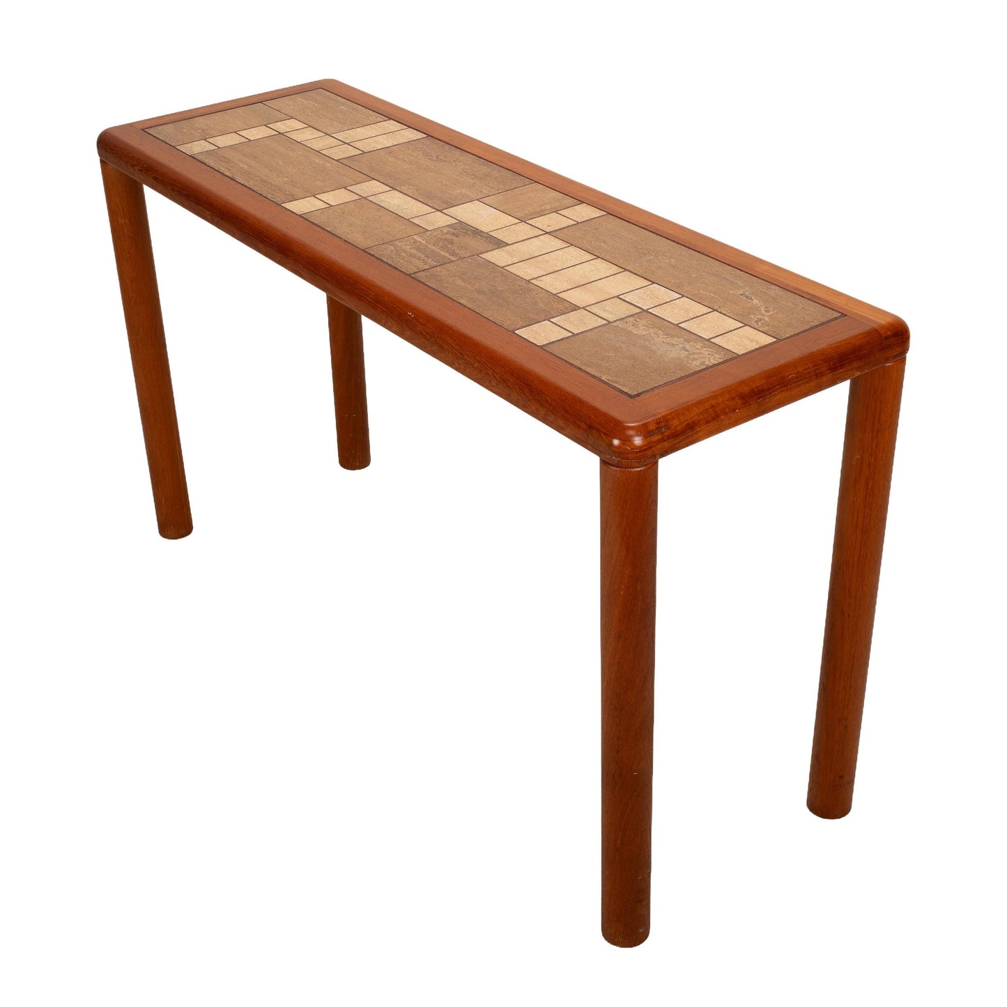 1970s Haslev Teak Console Table With Ceramic Tile Top - Made in Denmark