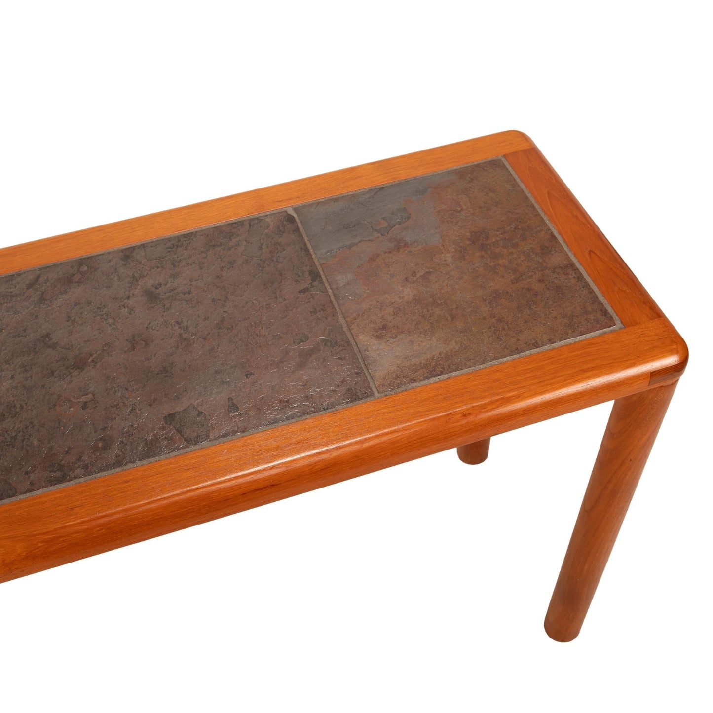 1970s Haslev Teak Console Table With Slate Tile Top - Made in Denmark