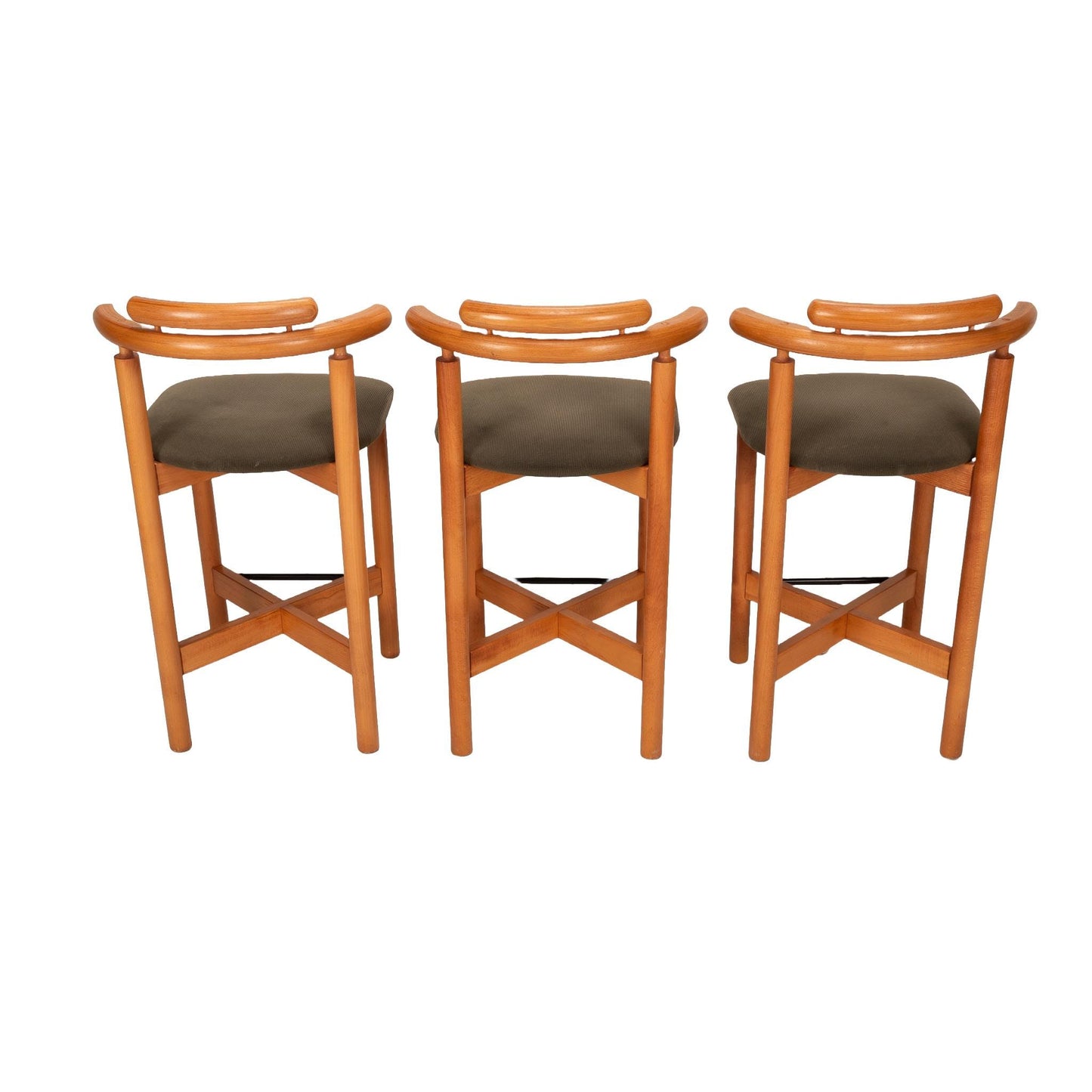 1970s Scandinavian Danish Modern Teak Counter Height Stools Findahls Mobler - Set of 3 , Minimalist MCM Design, Made in Denmark, Unique