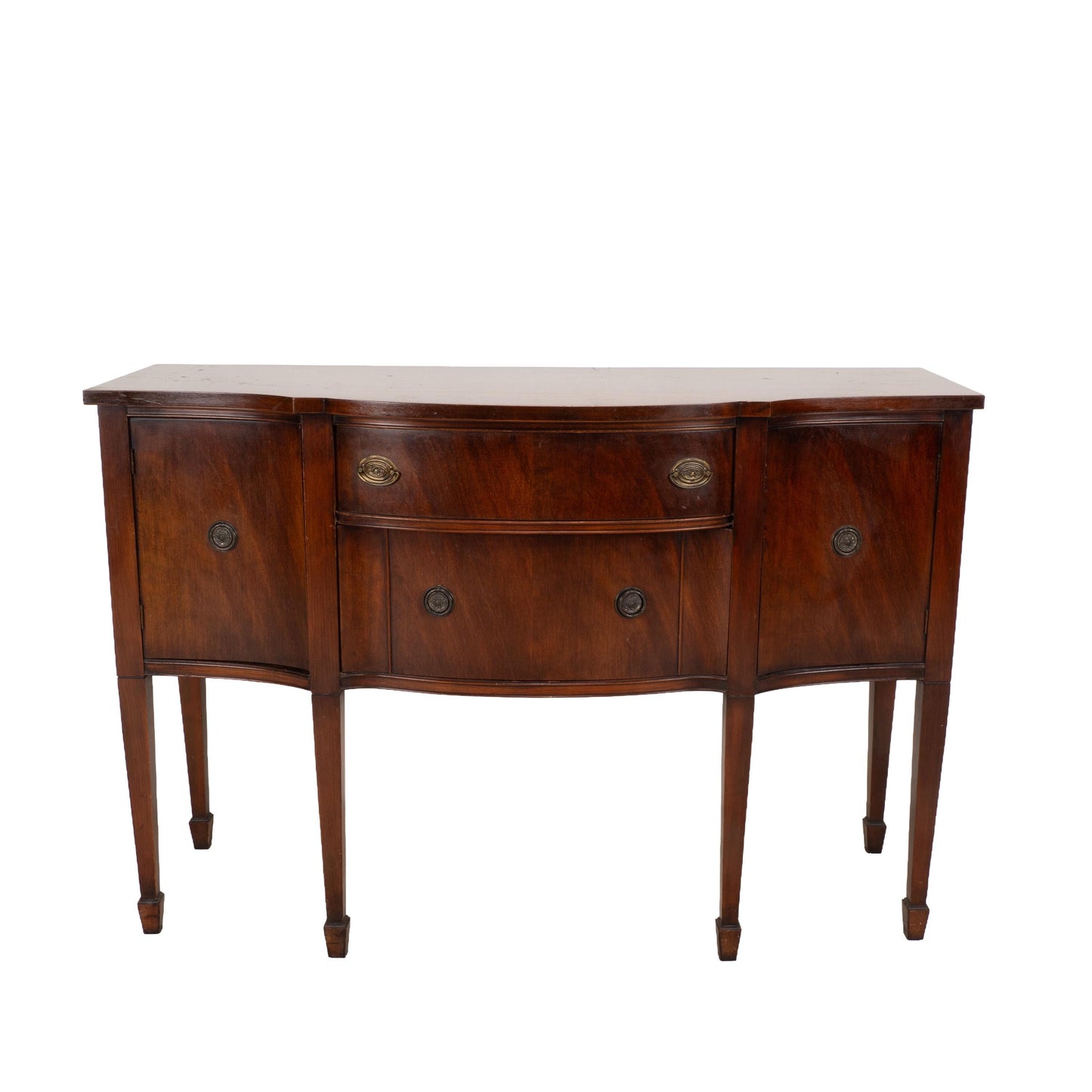 Vintage Mahogany Bow Front Buffet Server Hepplewhite Style Sideboard
