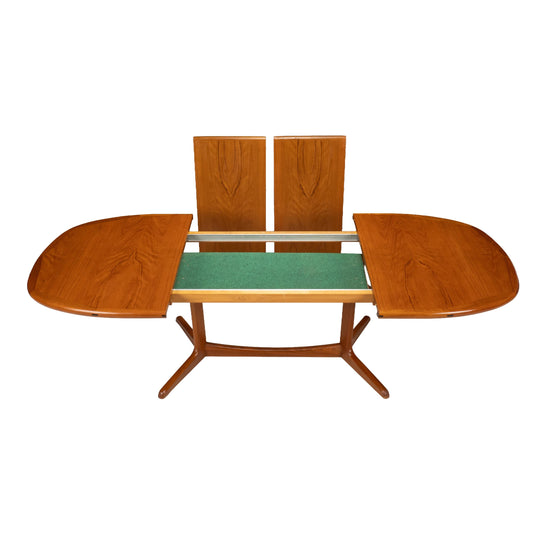Sun Cabinet Co. Danish Modern Solid Teak Expanding Dining Table Hidden Leaves