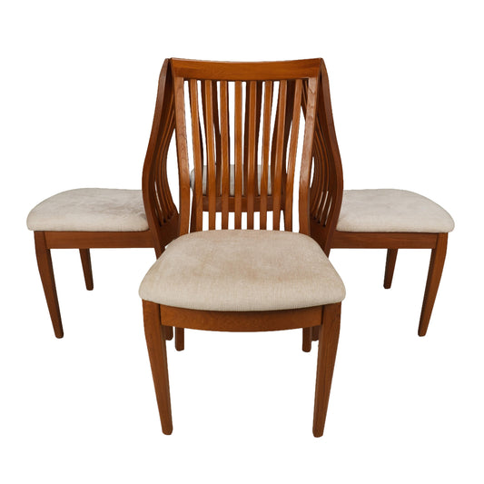 Set of 4 Benny Linden Solid Teak Slat Back Dining Chairs Mid Century Modern Scandinavian